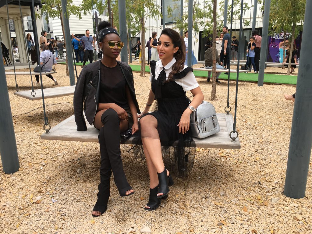 Blogger, Bayan Linjawi and Stephanie Dafeta at Fashion Forward Dubai